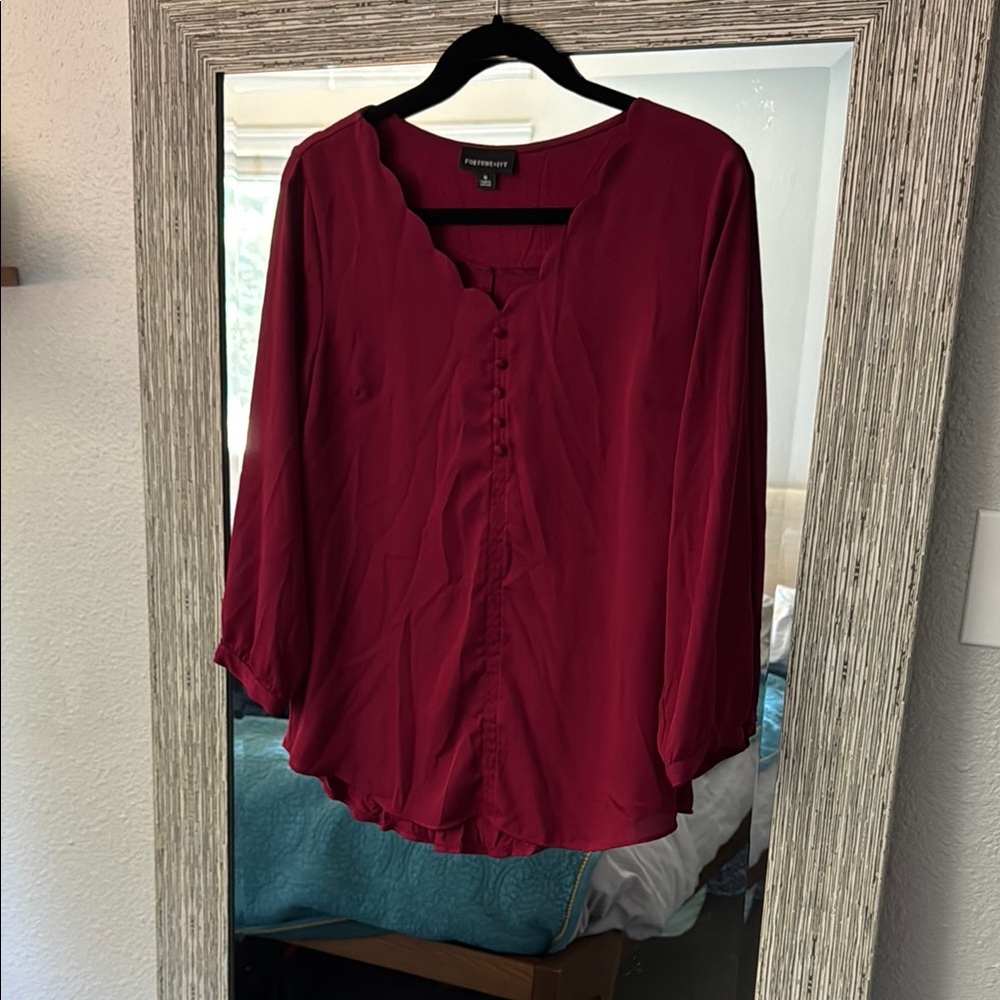 Chic Maroon Button-Front Blouse